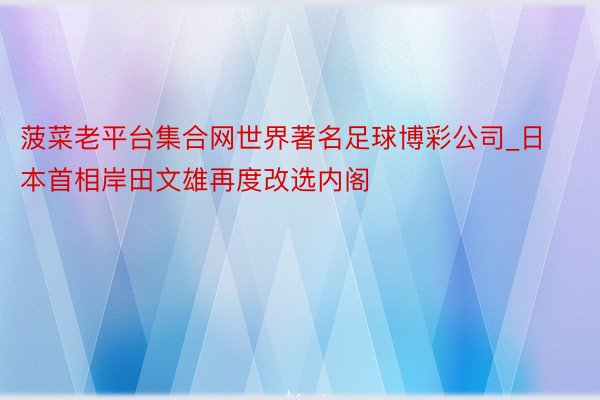 菠菜老平台集合网世界著名足球博彩公司_日本首相岸田文雄再度改选内阁